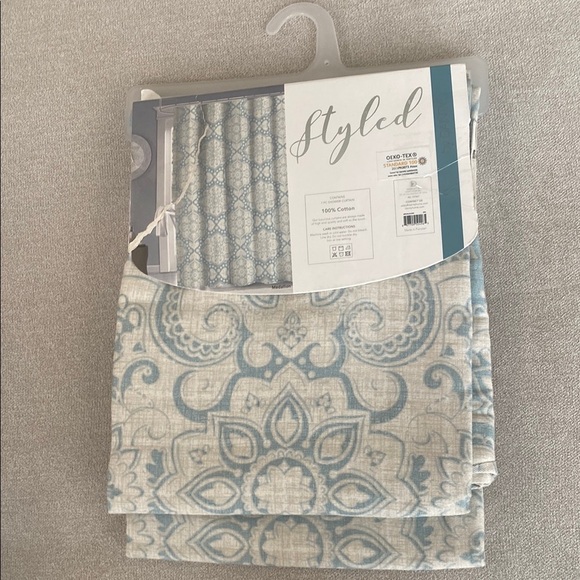 Dainty Home Styled Elegant Paisley Cotton Fabric 1 pc Shower Curtain 70” X 72” - Picture 4 of 8